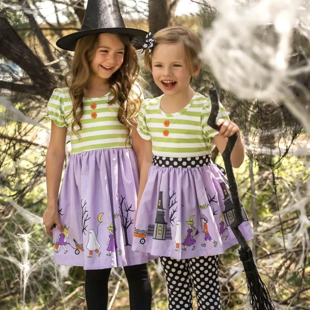 12M Eleanor Rose Kids Halloween Costume Dress with Spooky Print
